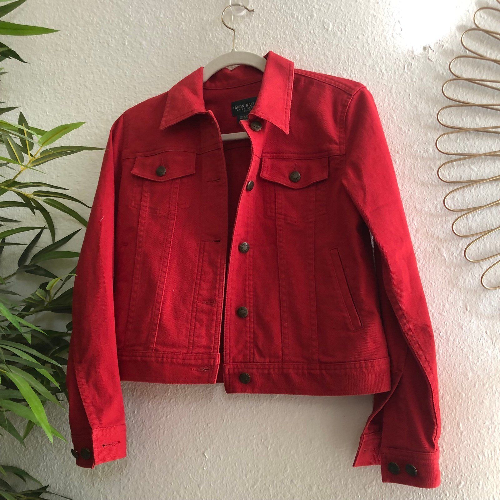 Reddish Orange Ralph Lauren Denim Jean Jacket
